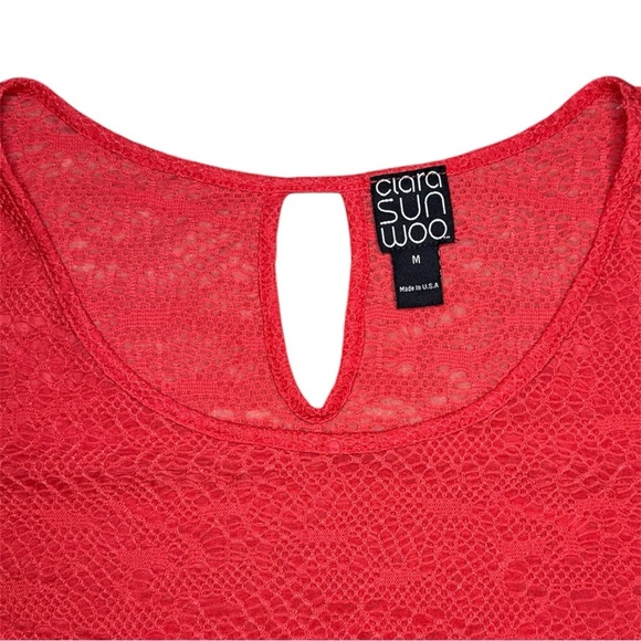 Clara Sun Woo  Lace Textured Asymmetrical Hem Tunic Size Medium - Picture 3 of 6